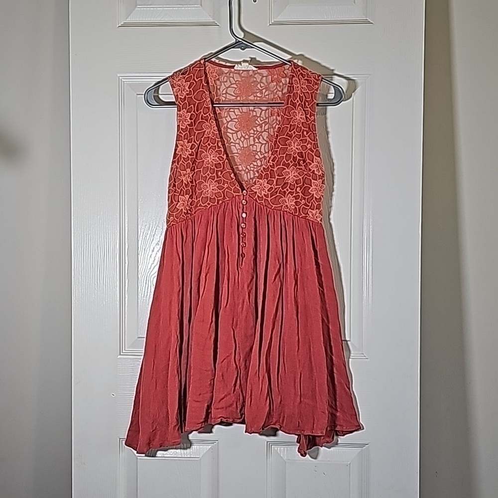 ILLA ILLA Lace Lined Mini Dress Long Tunic Top Blush Pink Size S